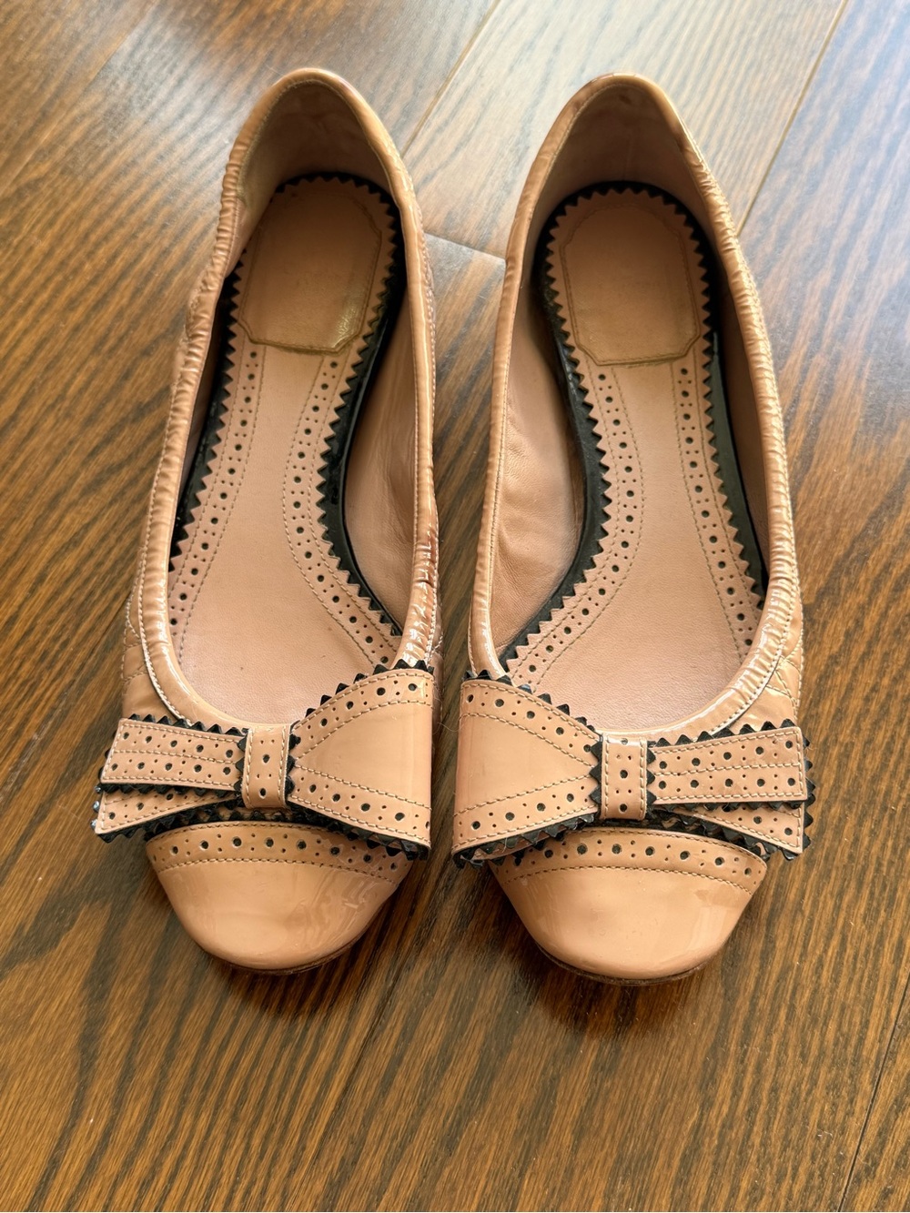 Christian Dior Tan pink Bow Ballet Flats
